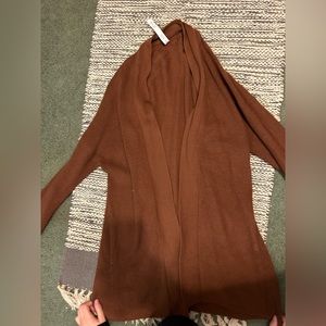 Lululemon Merino Wool-Blended Ribbed Long Wrap Sweater - Brown - Size 6